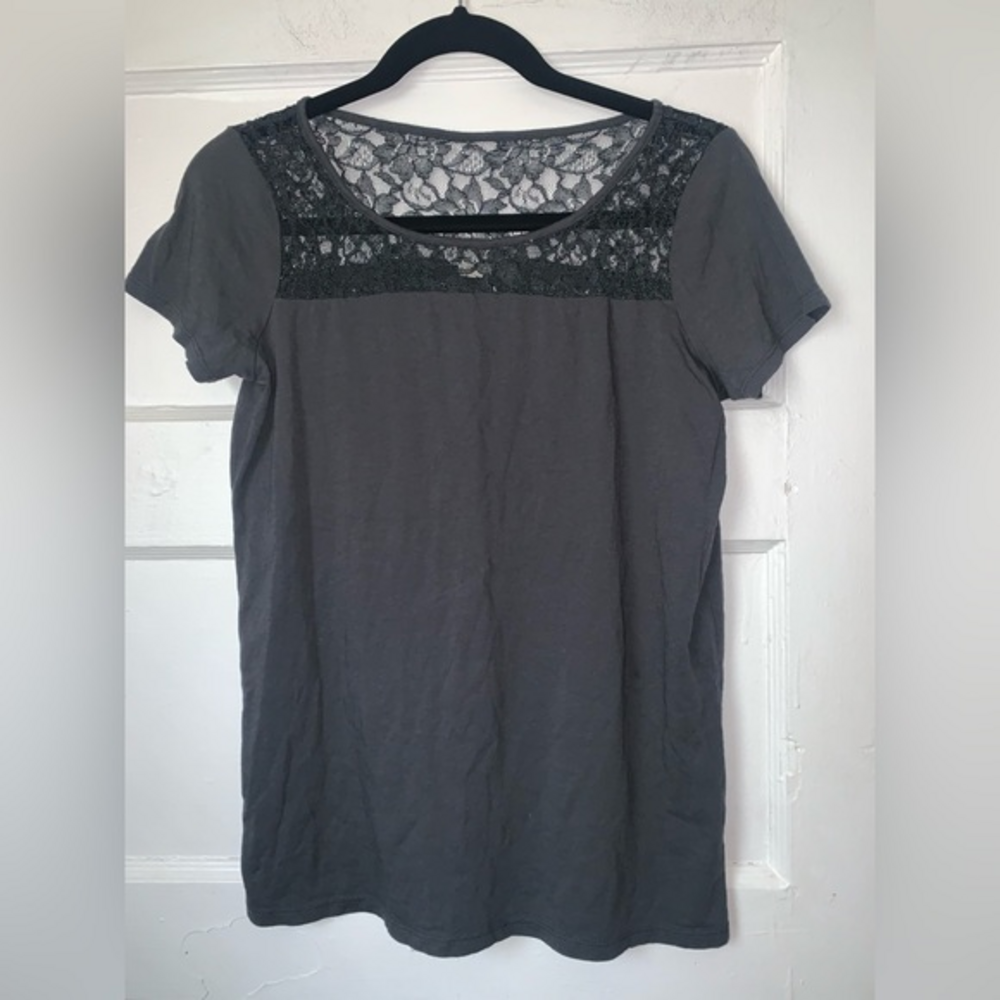 J. Crew factory gray tee with‎ lace top size XS